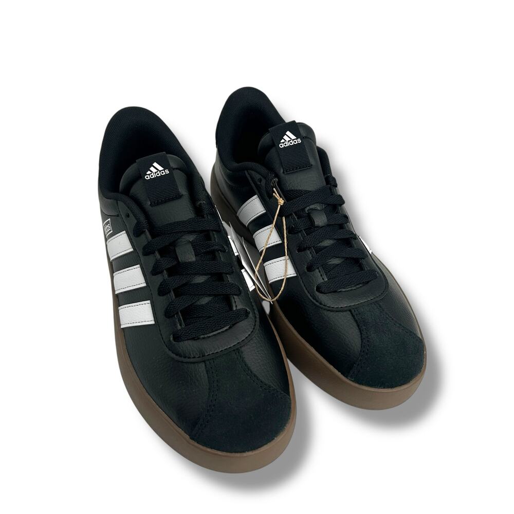 NEW Adidas Women's VL Court 3.0 Sneakers Size 8 Black Leather Low Top Casual - Picture 9 of 13